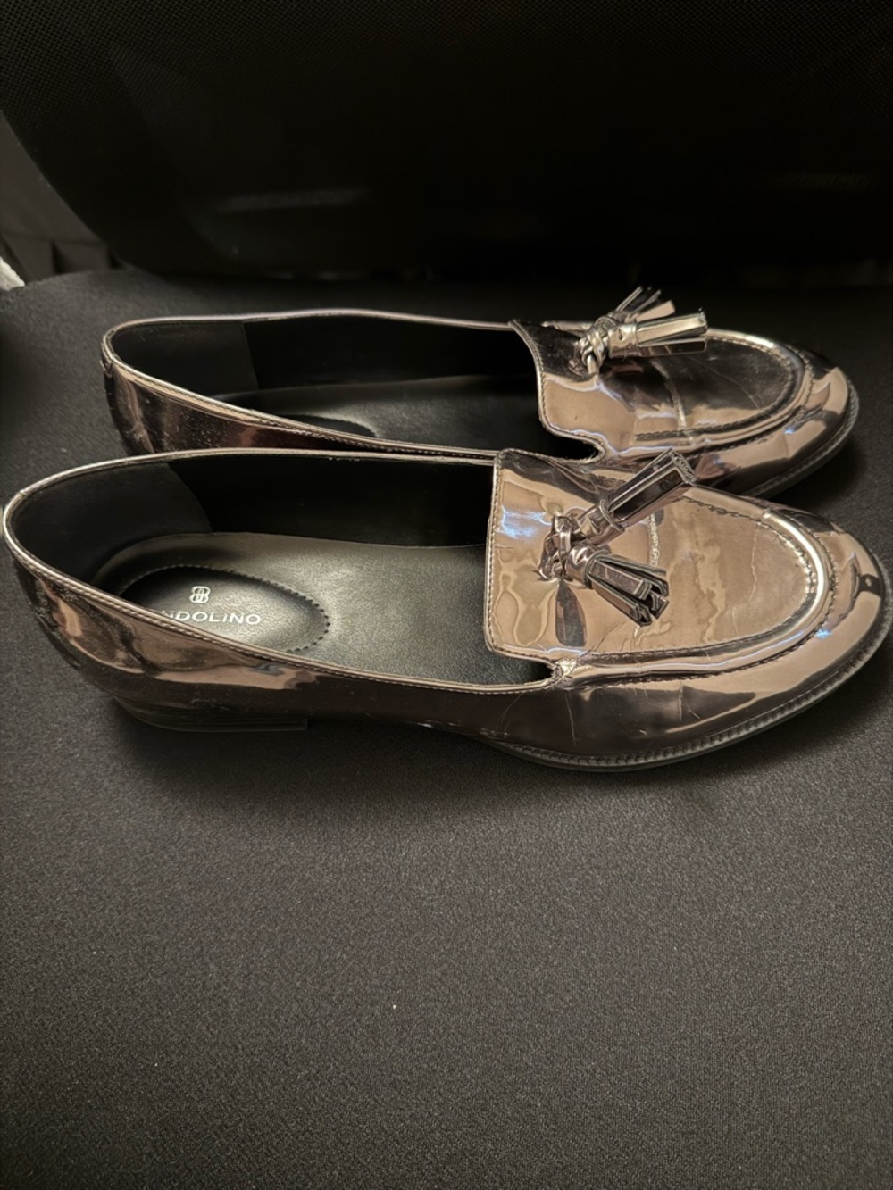 Metallic Silver Tassel Loafers for Women - Picture 2 of 3